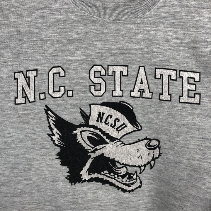 Vintage 80s-90'S WOLF College Character Sweatshirt, Made in USA, Men's XXL polyester gray type Vintage Second Hand