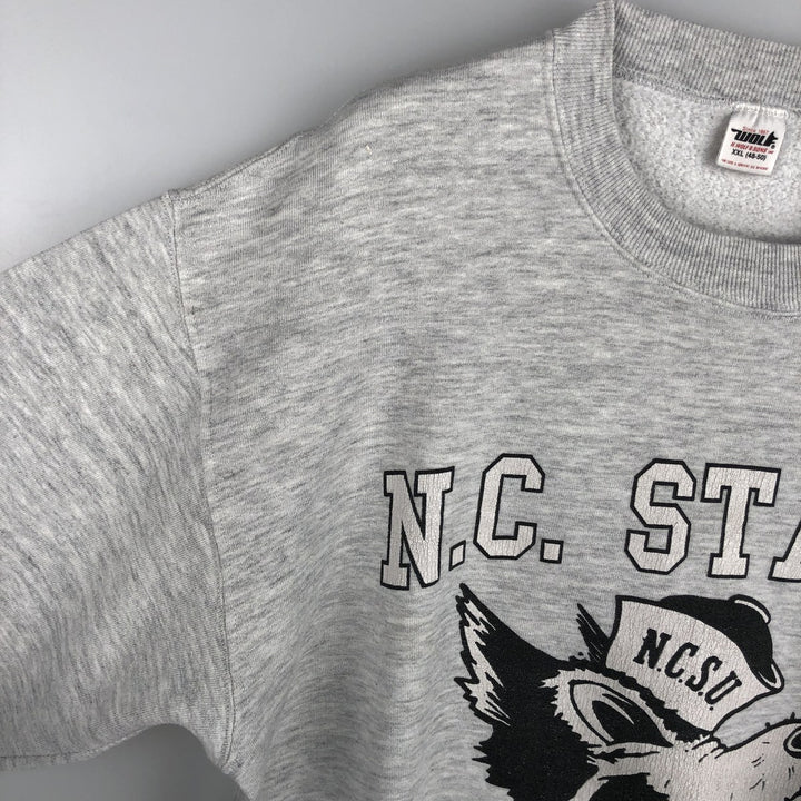 Vintage 80s-90'S WOLF College Character Sweatshirt, Made in USA, Men's XXL polyester gray type Vintage Second Hand