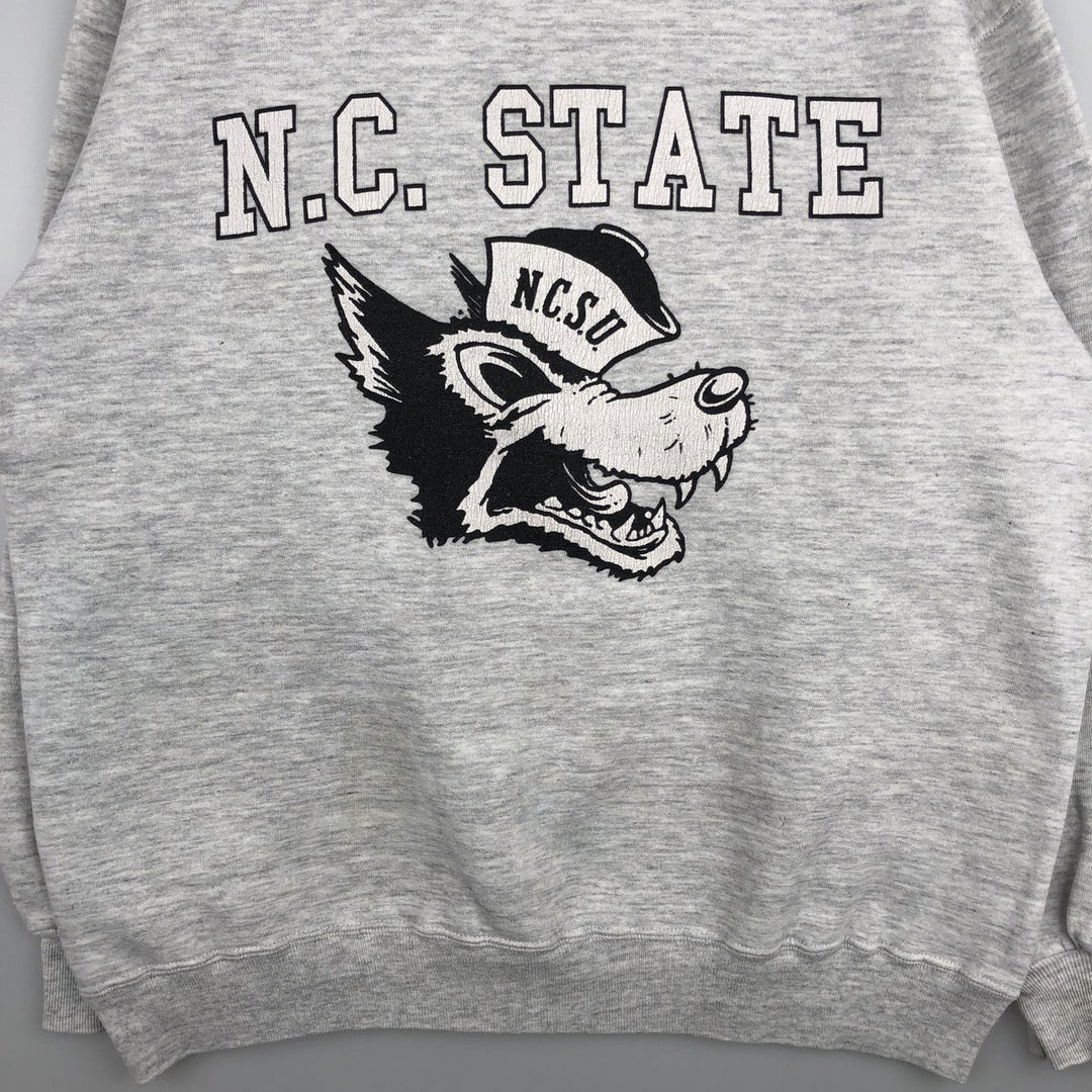 Vintage 80s-90'S WOLF College Character Sweatshirt, Made in USA, Men's XXL polyester gray type Vintage Second Hand
