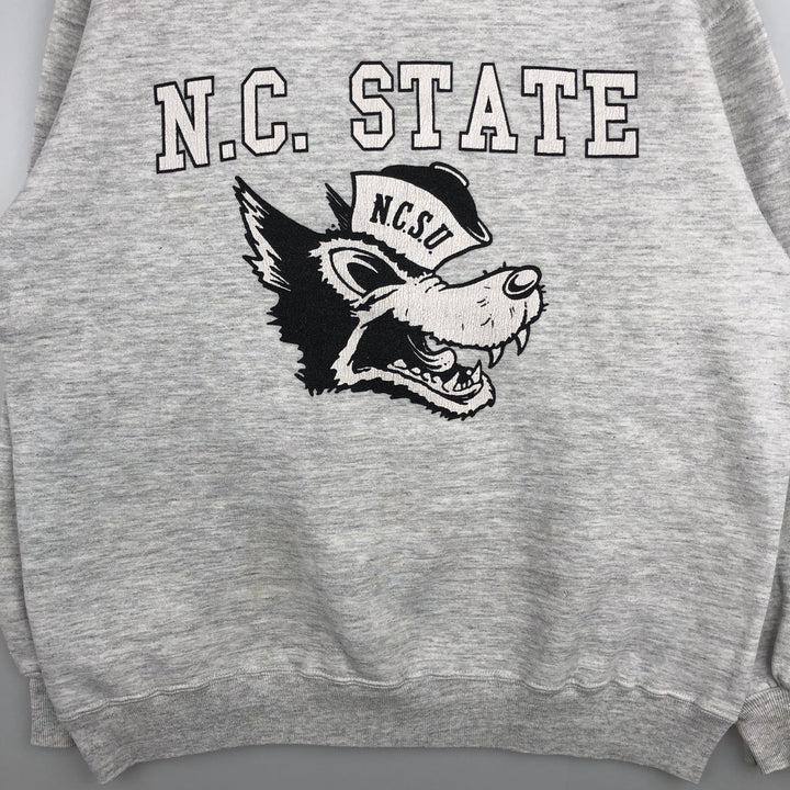 Vintage 80s-90'S WOLF College Character Sweatshirt, Made in USA, Men's XXL polyester gray type Vintage Second Hand