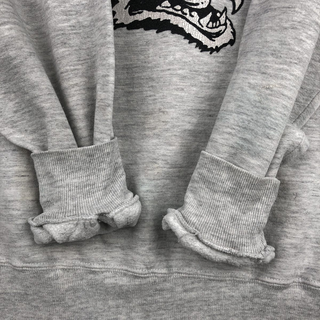 Vintage 80s-90'S WOLF College Character Sweatshirt, Made in USA, Men's XXL polyester gray type Vintage Second Hand