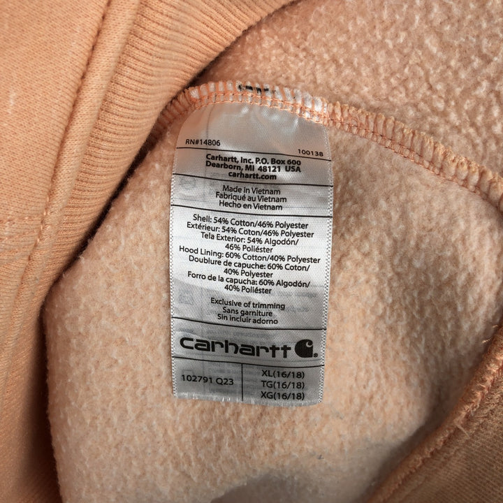 Carhartt Relaxed Fit Sweatshirt Pullover Hoodie, Men's XL cotton orange type Vintage Second Hand
