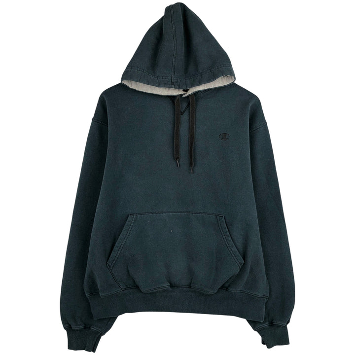 Champion Sweatshirt Pullover Hoodie, Men's Size L cotton Khaki type Vintage Second Hand