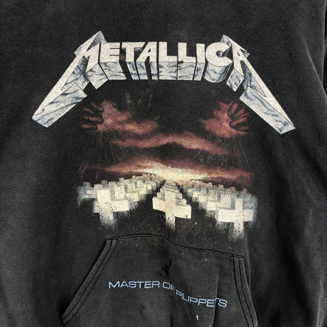 Fruit of the Loom Metallica Band Pullover Hoodie, Men's Size L cotton Charcoal Vintage Second Hand