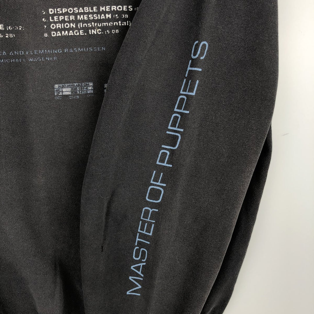 Fruit of the Loom Metallica Band Pullover Hoodie, Men's Size L cotton Charcoal Vintage Second Hand