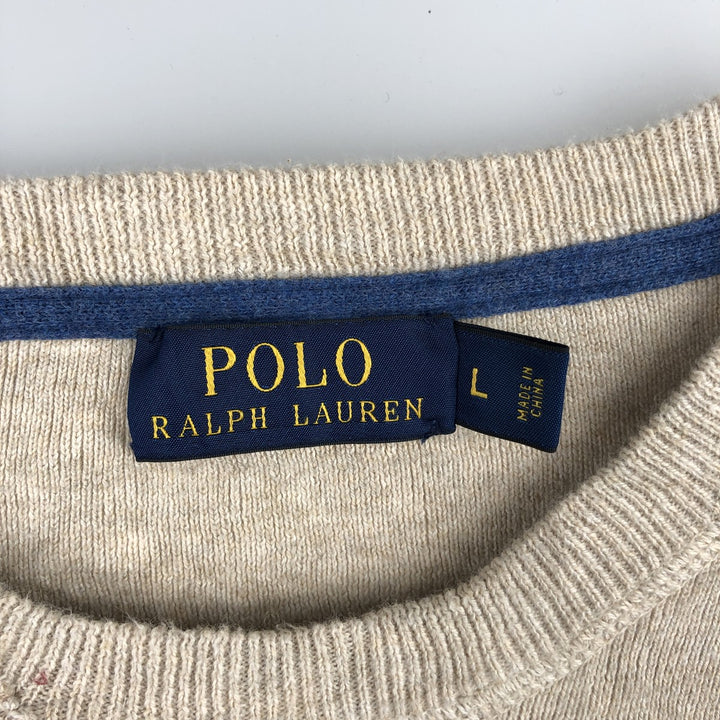 Ralph Lauren POLO Ralph Lauren cotton knit sweater, men's size L cotton Beige type Vintage Second Hand
