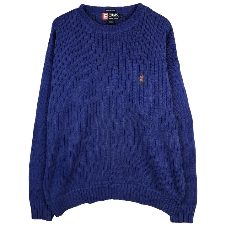 Ralph Lauren Chaps ribbed cotton knit sweater, size M, men's cotton blue type Vintage Second Hand