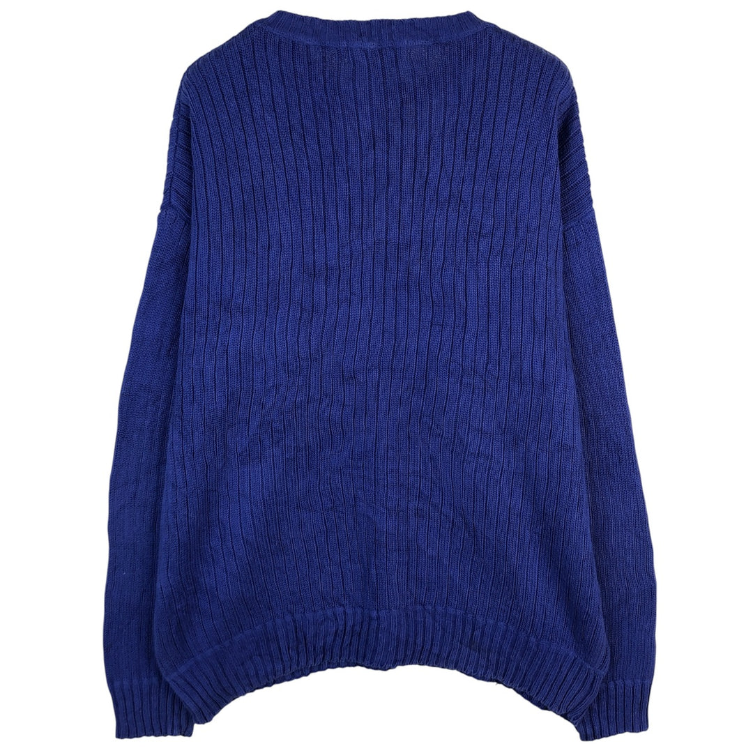Ralph Lauren Chaps ribbed cotton knit sweater, size M, men's cotton blue type Vintage Second Hand