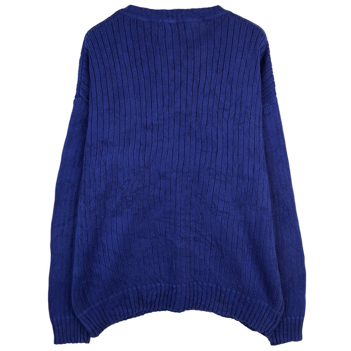 Ralph Lauren Chaps ribbed cotton knit sweater, size M, men's cotton blue type Vintage Second Hand