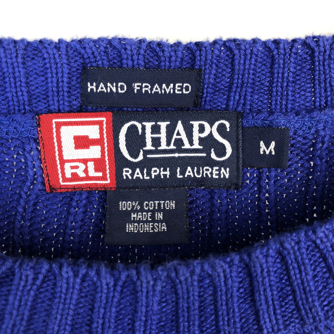 Ralph Lauren Chaps ribbed cotton knit sweater, size M, men's cotton blue type Vintage Second Hand