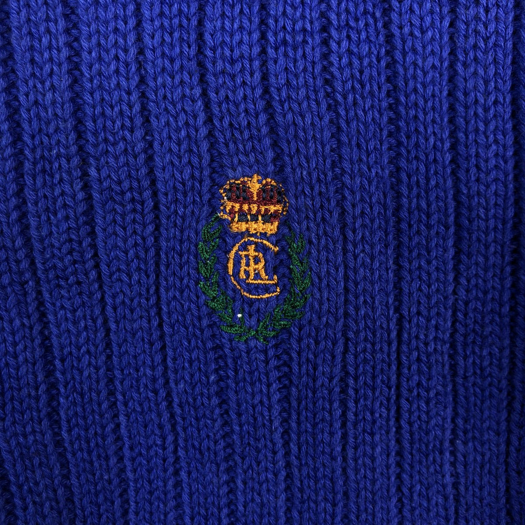 Ralph Lauren Chaps ribbed cotton knit sweater, size M, men's cotton blue type Vintage Second Hand