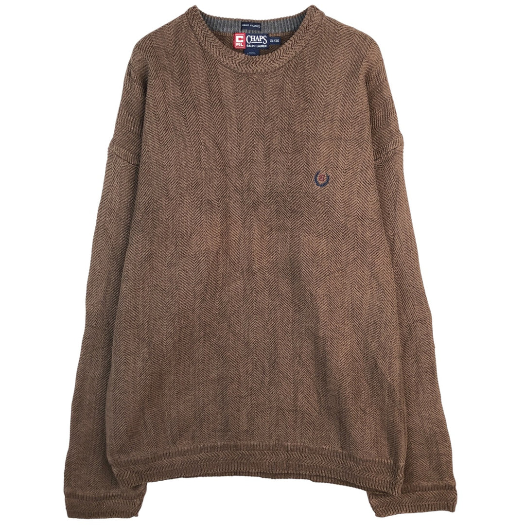 Ralph Lauren CHAPS Herringbone Cotton Knit Sweater Men's XL cotton brown type Vintage Second Hand