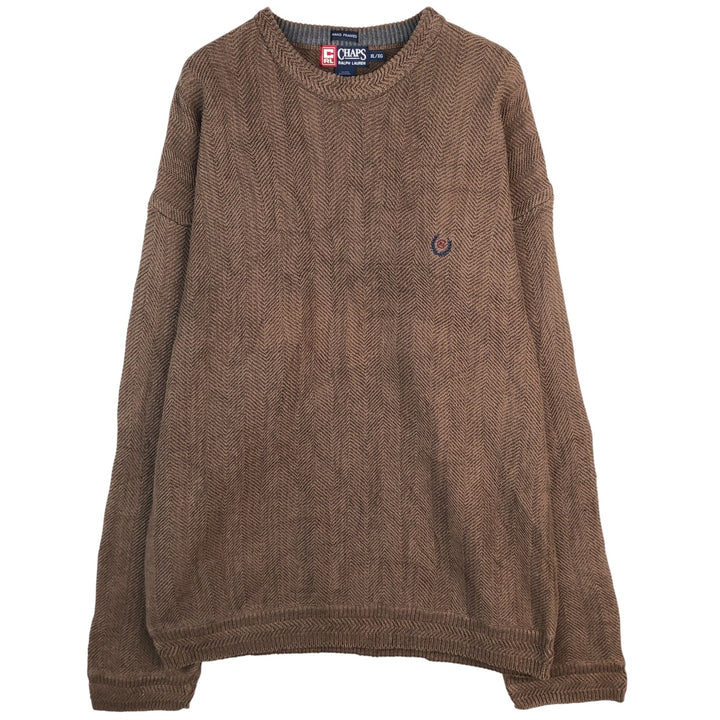 Ralph Lauren CHAPS Herringbone Cotton Knit Sweater Men's XL cotton brown type Vintage Second Hand