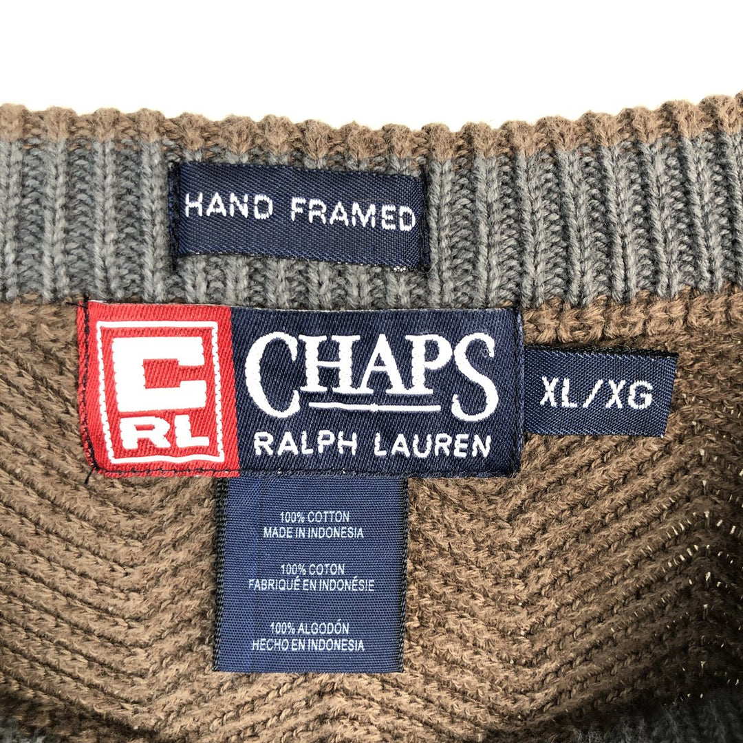 Ralph Lauren CHAPS Herringbone Cotton Knit Sweater Men's XL cotton brown type Vintage Second Hand