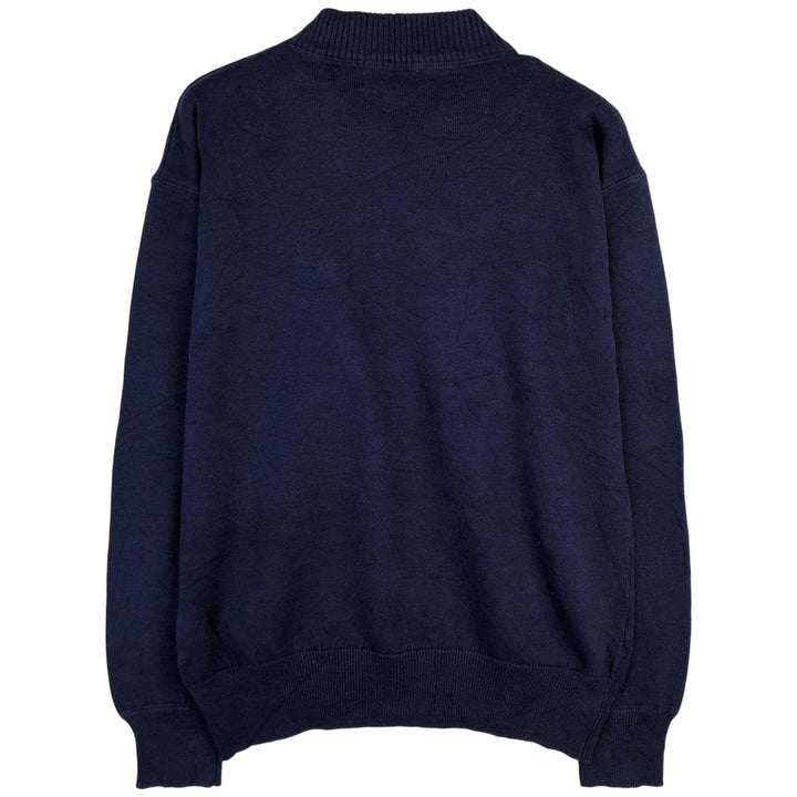 Vintage 80s-90'S Eddie Bauer high-neck cotton knit sweater with black tag, size M, men's cotton navy blue type Vintage Second Hand