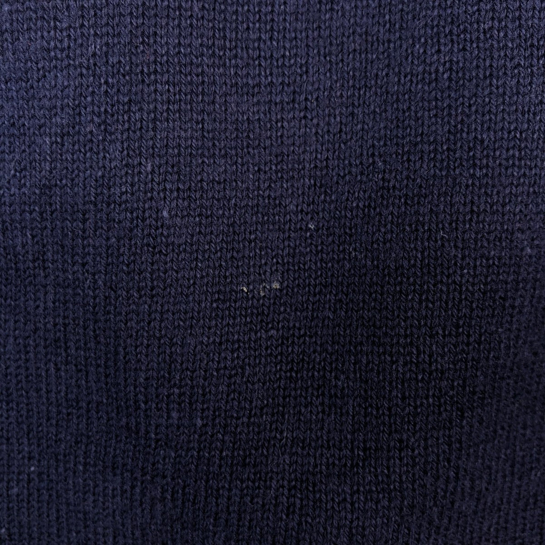 Vintage 80s-90'S Eddie Bauer high-neck cotton knit sweater with black tag, size M, men's cotton navy blue type Vintage Second Hand