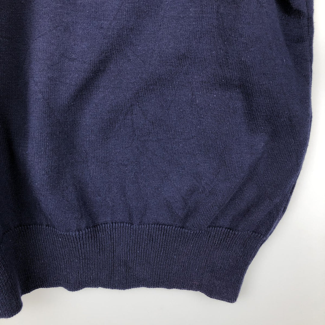 Vintage 80s-90'S Eddie Bauer high-neck cotton knit sweater with black tag, size M, men's cotton navy blue type Vintage Second Hand