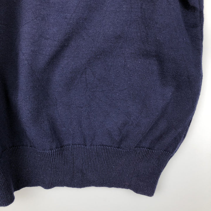 Vintage 80s-90'S Eddie Bauer high-neck cotton knit sweater with black tag, size M, men's cotton navy blue type Vintage Second Hand