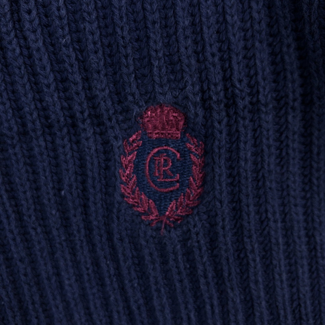 Vintage 1980'S Ralph Lauren Chaps ribbed cotton knit sweater, men's size XL cotton Navy blue Vintage Second Hand