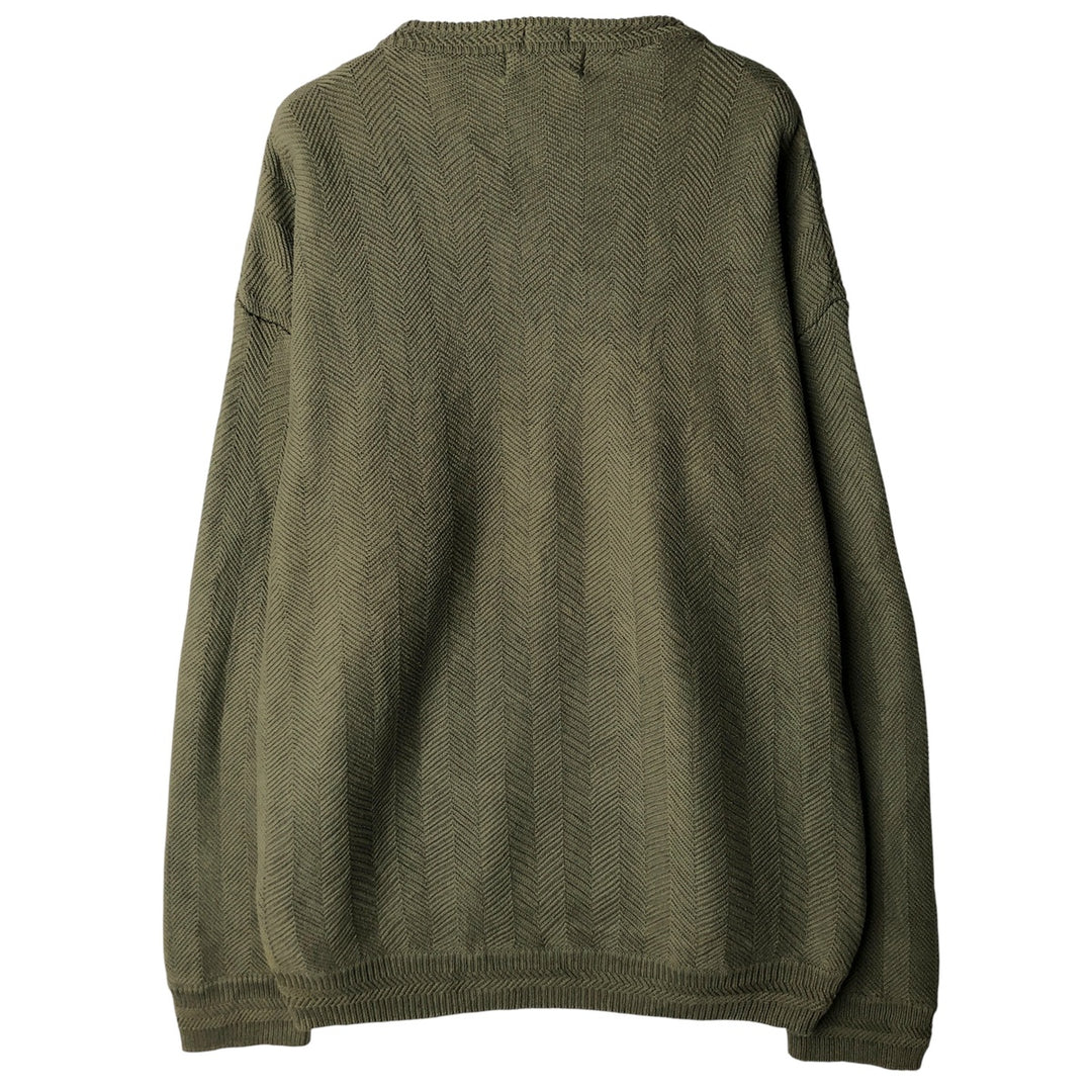 Ralph Lauren CHAPS Herringbone Cotton Knit Sweater Men's XL cotton Khaki type Vintage Second Hand