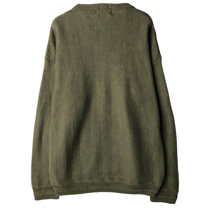 Ralph Lauren CHAPS Herringbone Cotton Knit Sweater Men's XL cotton Khaki type Vintage Second Hand