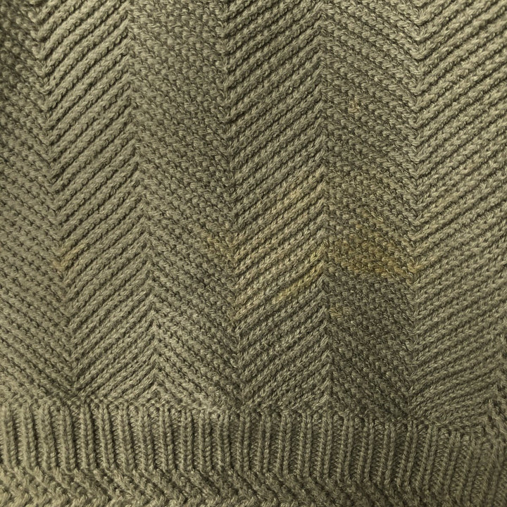 Ralph Lauren CHAPS Herringbone Cotton Knit Sweater Men's XL cotton Khaki type Vintage Second Hand