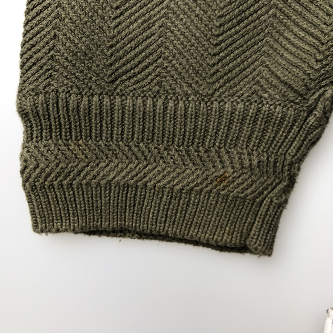 Ralph Lauren CHAPS Herringbone Cotton Knit Sweater Men's XL cotton Khaki type Vintage Second Hand