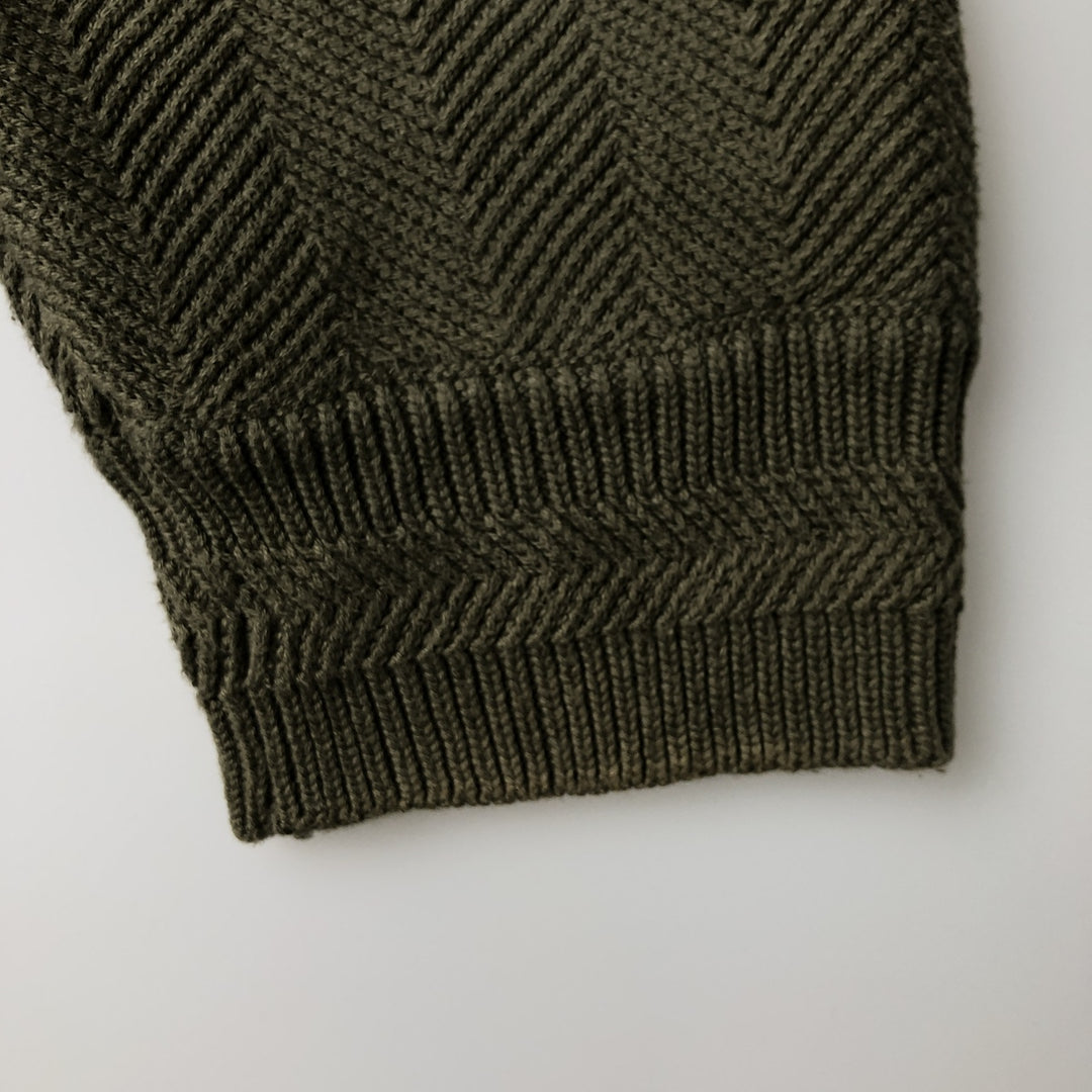 Ralph Lauren CHAPS Herringbone Cotton Knit Sweater Men's XL cotton Khaki type Vintage Second Hand