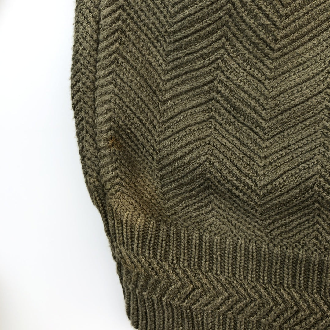 Ralph Lauren CHAPS Herringbone Cotton Knit Sweater Men's XL cotton Khaki type Vintage Second Hand