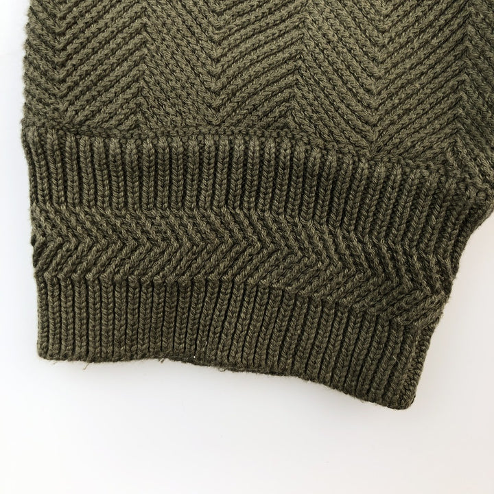 Ralph Lauren CHAPS Herringbone Cotton Knit Sweater Men's XL cotton Khaki type Vintage Second Hand