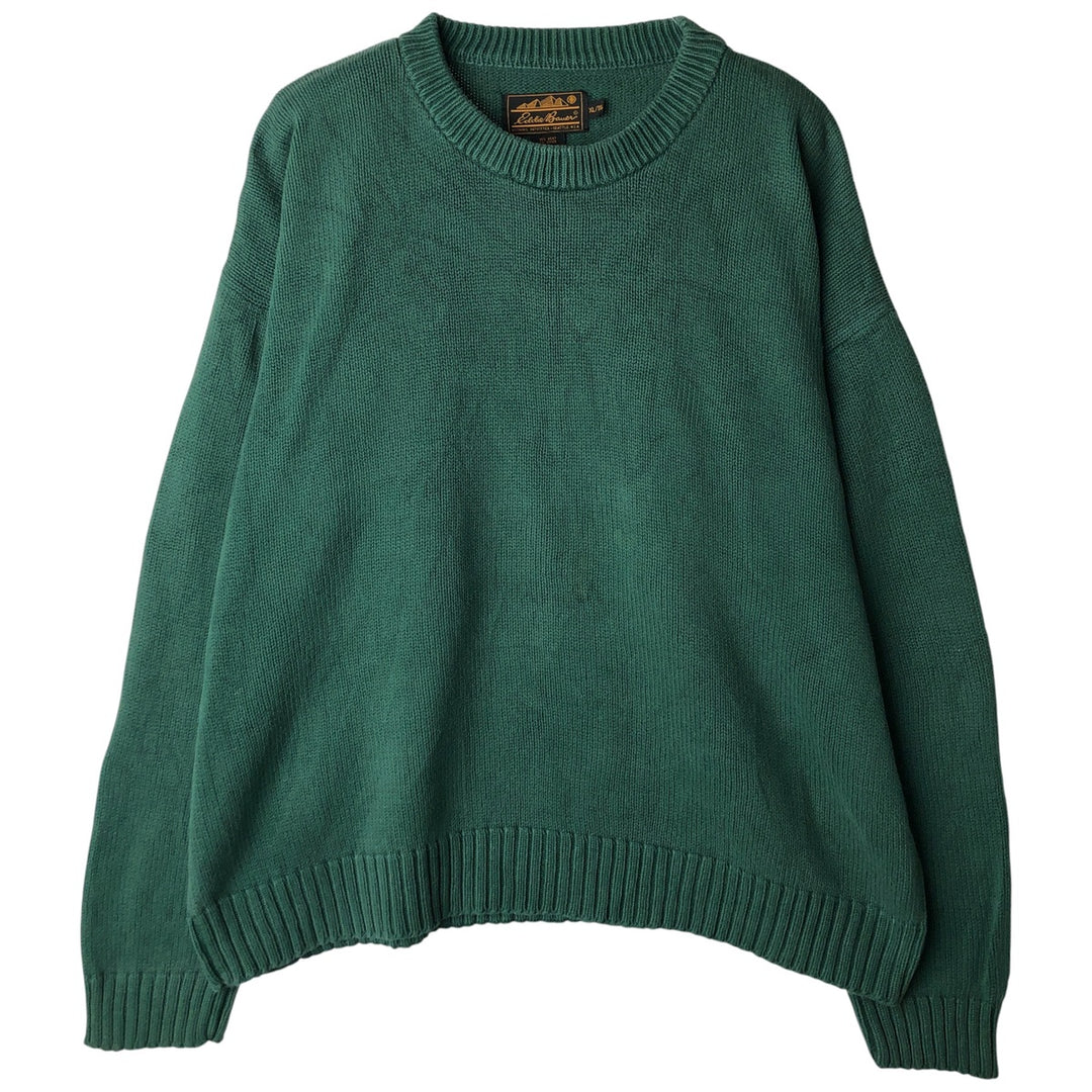 80s-90'S Eddie Bauer Black Tag Cotton Knit Sweater Men's XL Size Vintage cotton green type Vintage Second Hand
