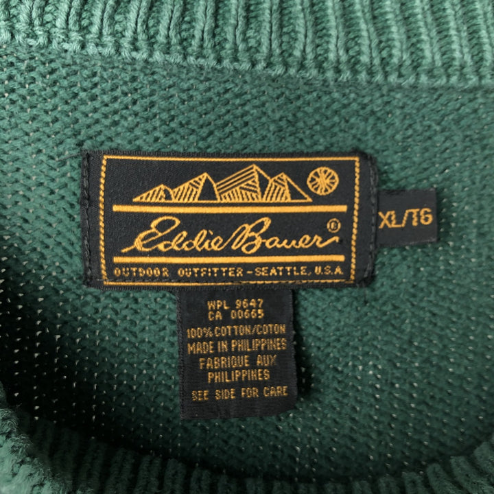 80s-90'S Eddie Bauer Black Tag Cotton Knit Sweater Men's XL Size Vintage cotton green type Vintage Second Hand