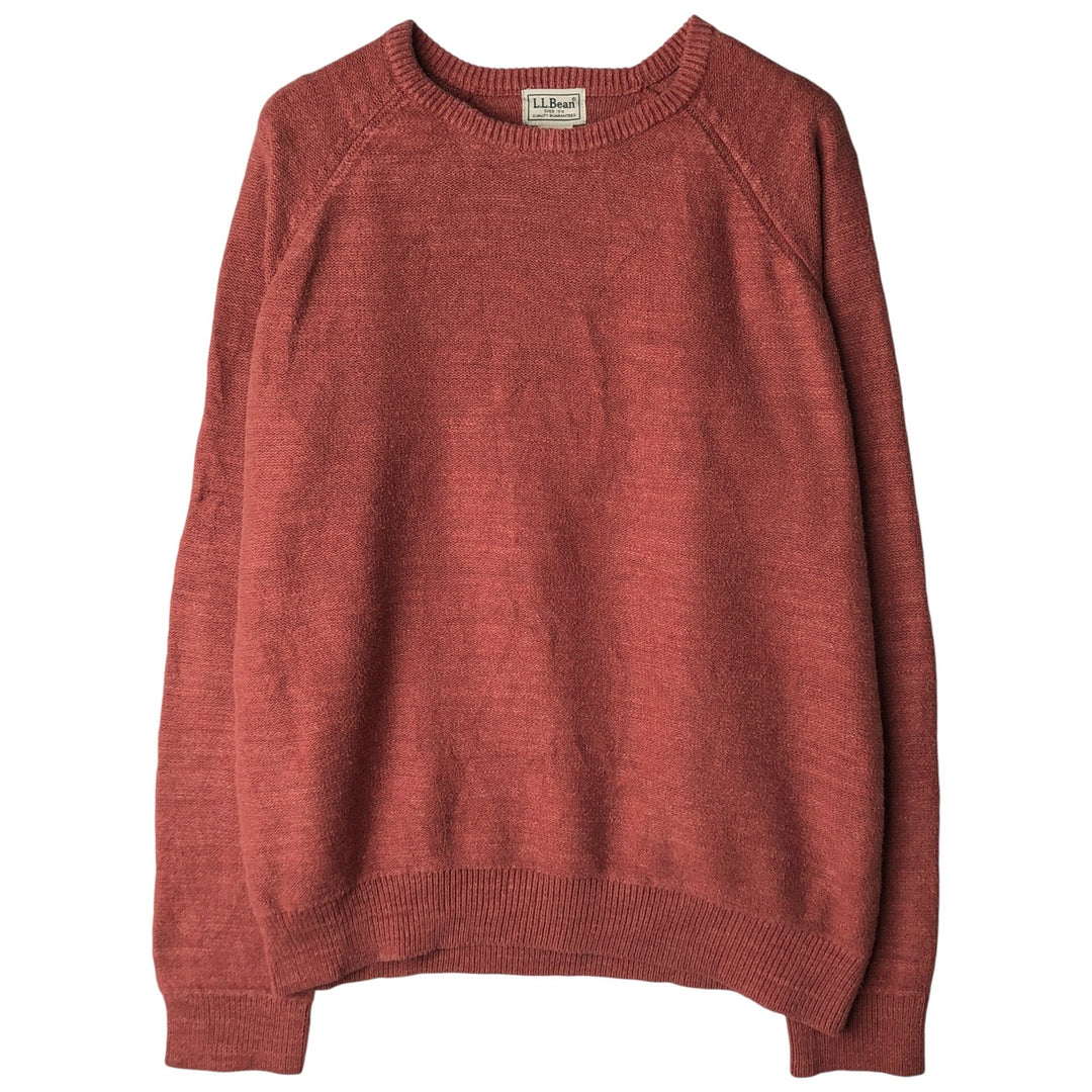 90s-00'S LLBean Vintage Cotton Knit Sweater, Men's Size Medium cotton red type reddish brown Vintage Second Hand