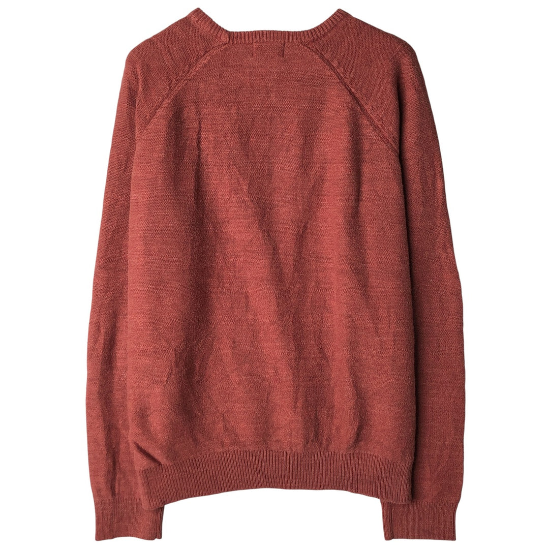 90s-00'S LLBean Vintage Cotton Knit Sweater, Men's Size Medium cotton red type reddish brown Vintage Second Hand