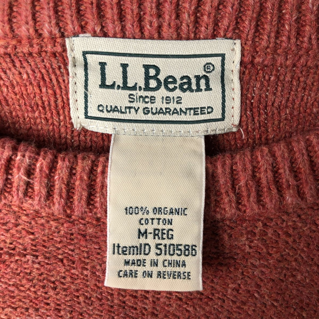 90s-00'S LLBean Vintage Cotton Knit Sweater, Men's Size Medium cotton red type reddish brown Vintage Second Hand