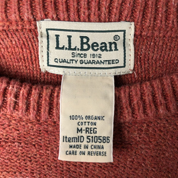 90s-00'S LLBean Vintage Cotton Knit Sweater, Men's Size Medium cotton red type reddish brown Vintage Second Hand