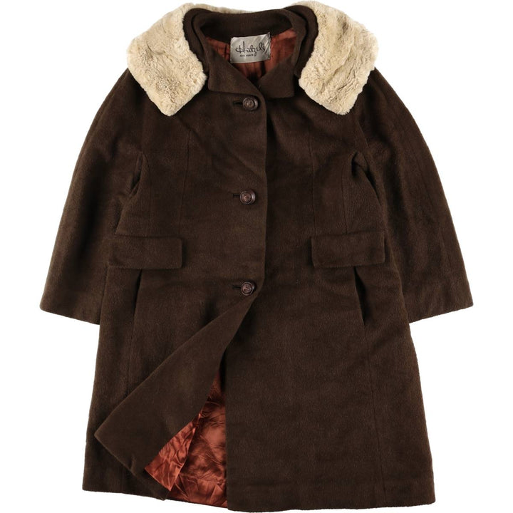 90'S Hutzel's faux fur coat/wool coat, women's size L, vintage unclear brown type Vintage Second Hand