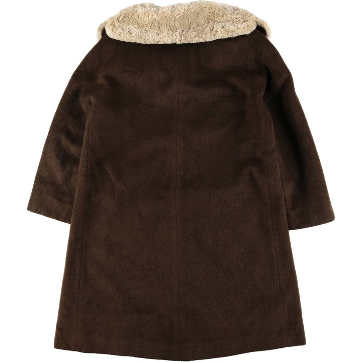 90'S Hutzel's faux fur coat/wool coat, women's size L, vintage unclear brown type Vintage Second Hand