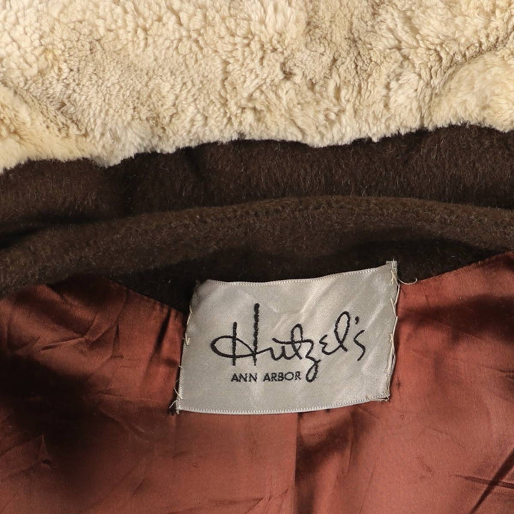 90'S Hutzel's faux fur coat/wool coat, women's size L, vintage unclear brown type Vintage Second Hand