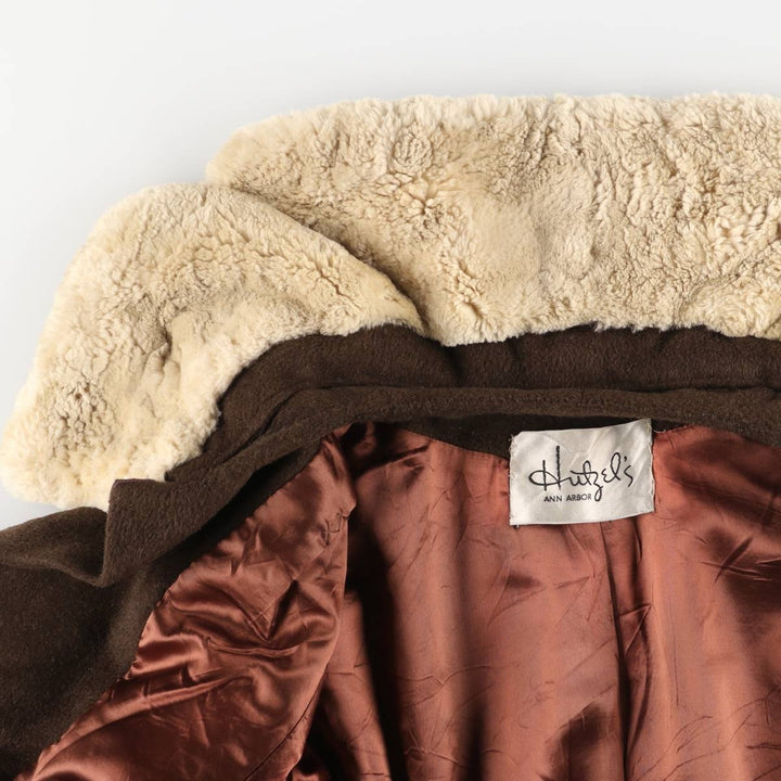 90'S Hutzel's faux fur coat/wool coat, women's size L, vintage unclear brown type Vintage Second Hand