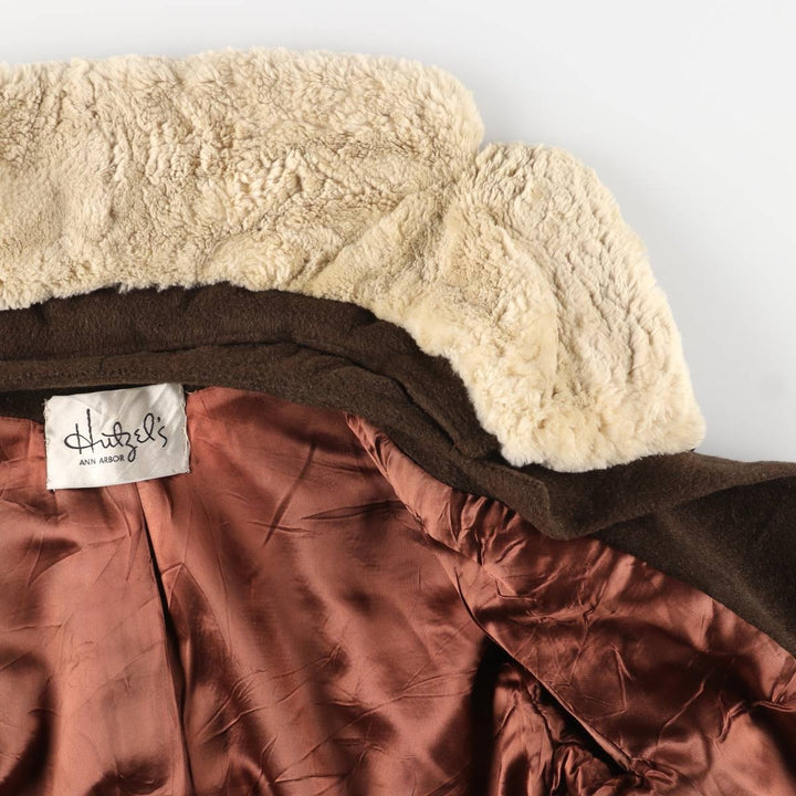 90'S Hutzel's faux fur coat/wool coat, women's size L, vintage unclear brown type Vintage Second Hand