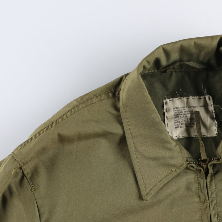 1970'S US Military Flight Jacket, Made in USA, Large Regular, Men's Size L, Vintage Nylon Khaki type Vintage Second Hand