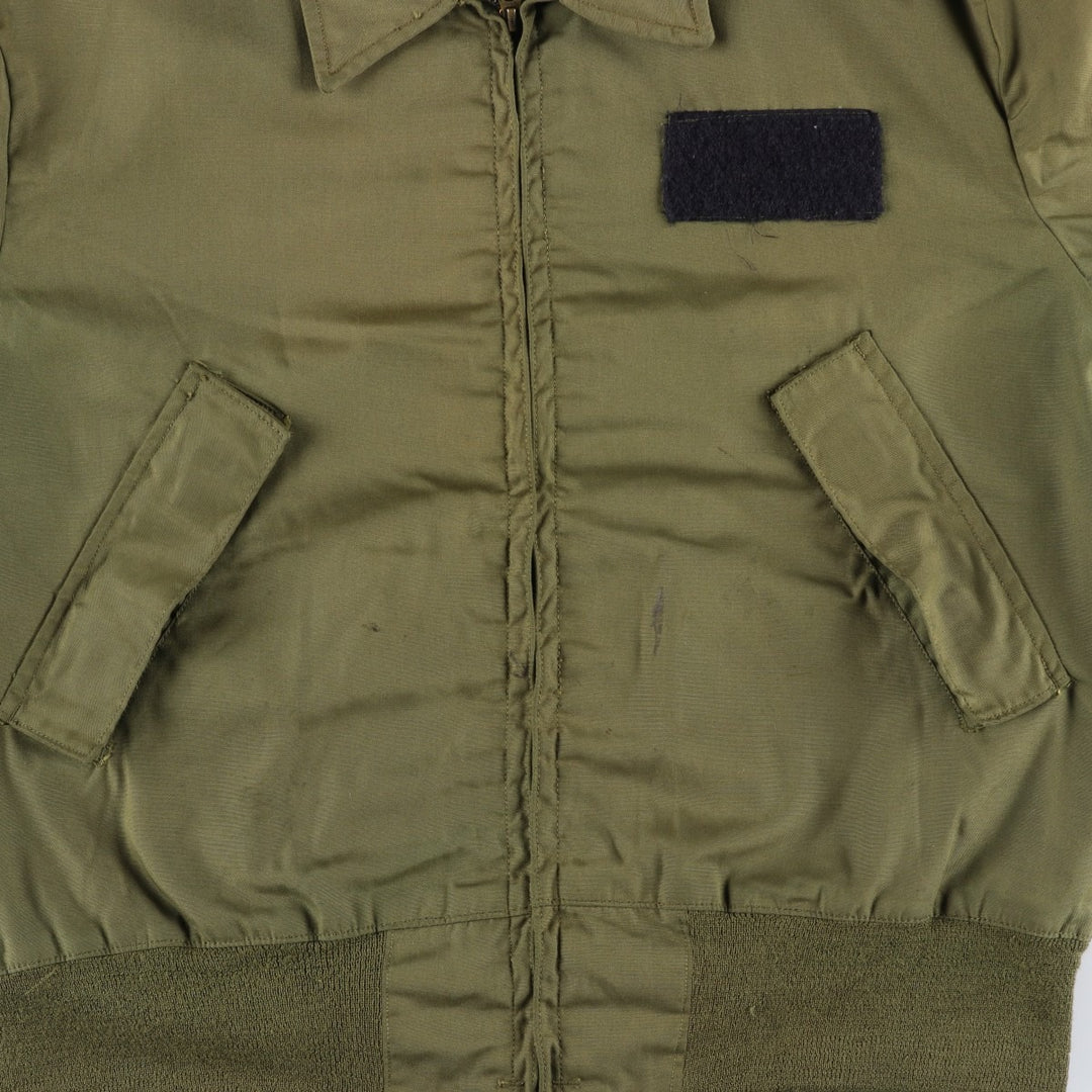 1970'S US Military Flight Jacket, Made in USA, Large Regular, Men's Size L, Vintage Nylon Khaki type Vintage Second Hand