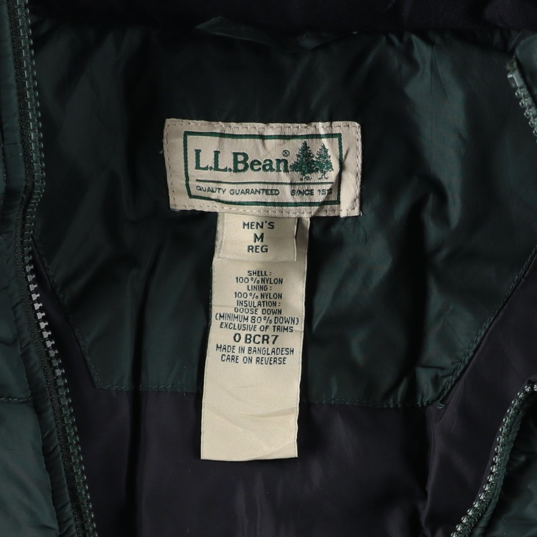 90s-00'S LLBean Goose Down Jacket, Men's Size Medium Nylon Green type dark green Vintage Second Hand
