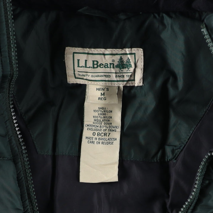 90s-00'S LLBean Goose Down Jacket, Men's Size Medium Nylon Green type dark green Vintage Second Hand