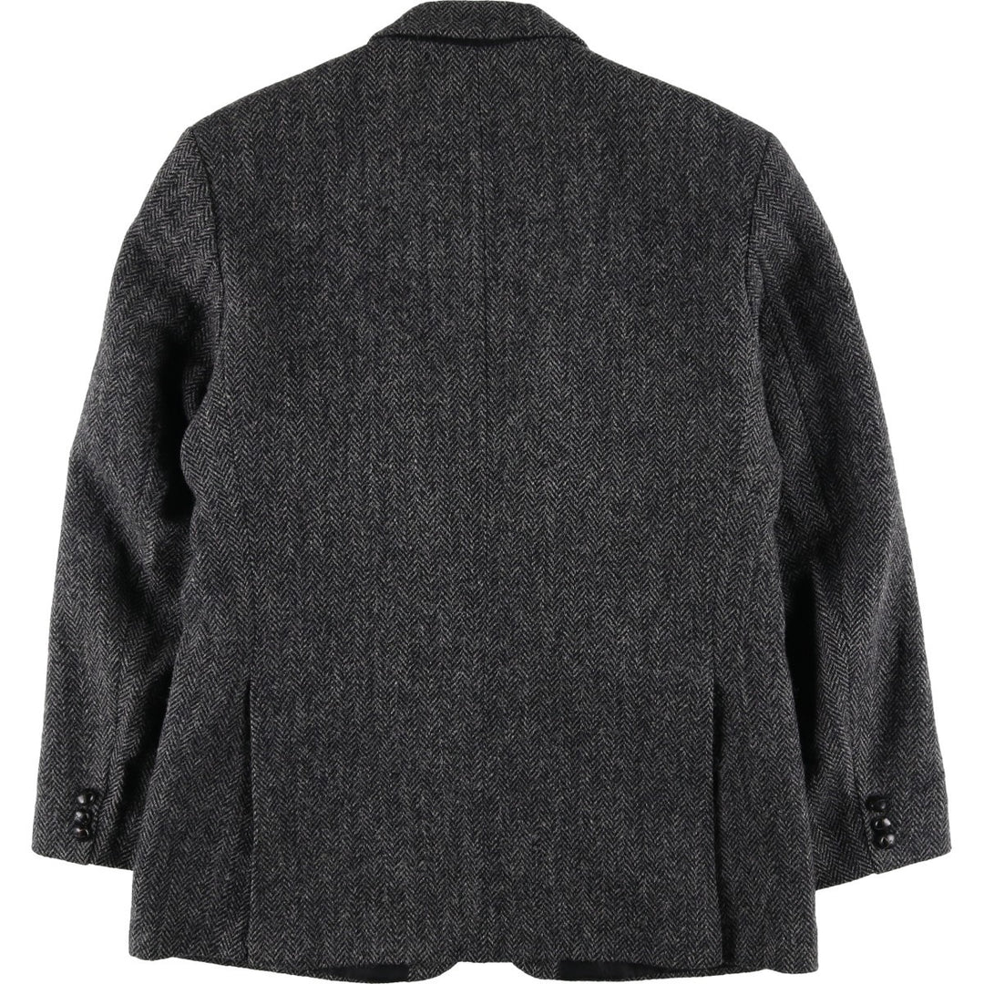 Harris Tweed Herringbone Wool Tailored Jacket, Made in England, Men's Size L wool Charcoal Vintage Second Hand
