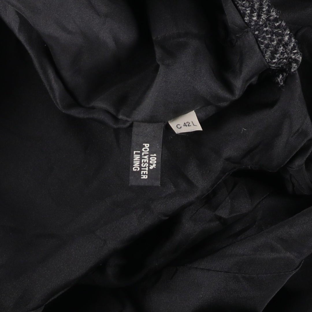 Harris Tweed Herringbone Wool Tailored Jacket, Made in England, Men's Size L wool Charcoal Vintage Second Hand