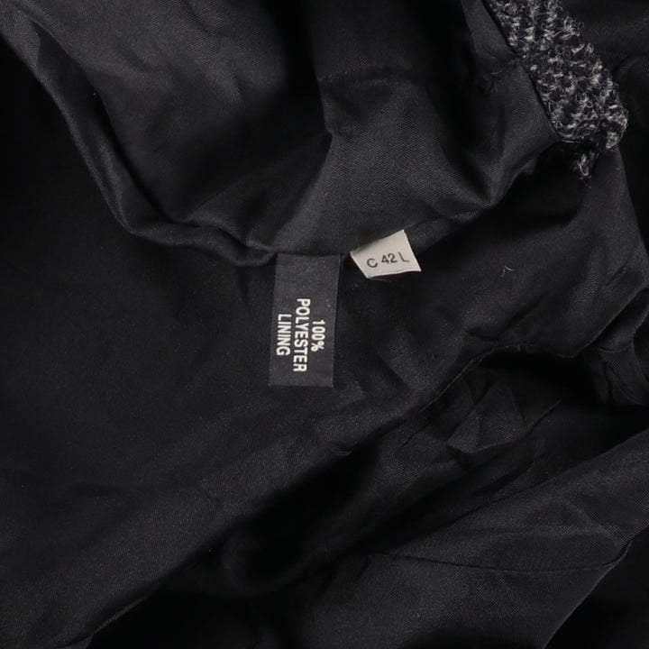 Harris Tweed Herringbone Wool Tailored Jacket, Made in England, Men's Size L wool Charcoal Vintage Second Hand