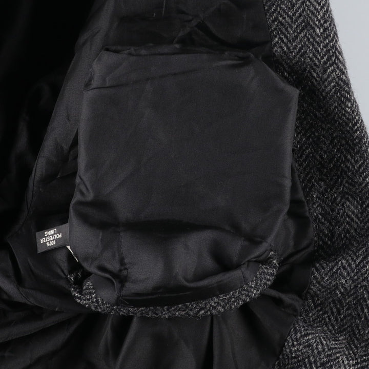 Harris Tweed Herringbone Wool Tailored Jacket, Made in England, Men's Size L wool Charcoal Vintage Second Hand