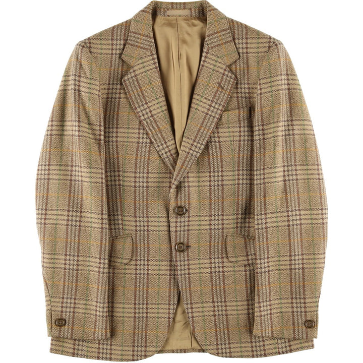 HELLEWELL'S Check Pattern Wool Tailored Jacket, Men's Size Medium, Vintage wool Beige type Vintage Second Hand
